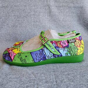 Hot Chocolate Design Shoes Woman's Size 11 Bon Voyage World Map Mary Jane Flats